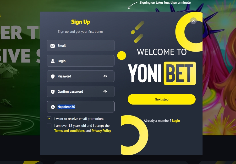 Yonibet - 30 Freispiele